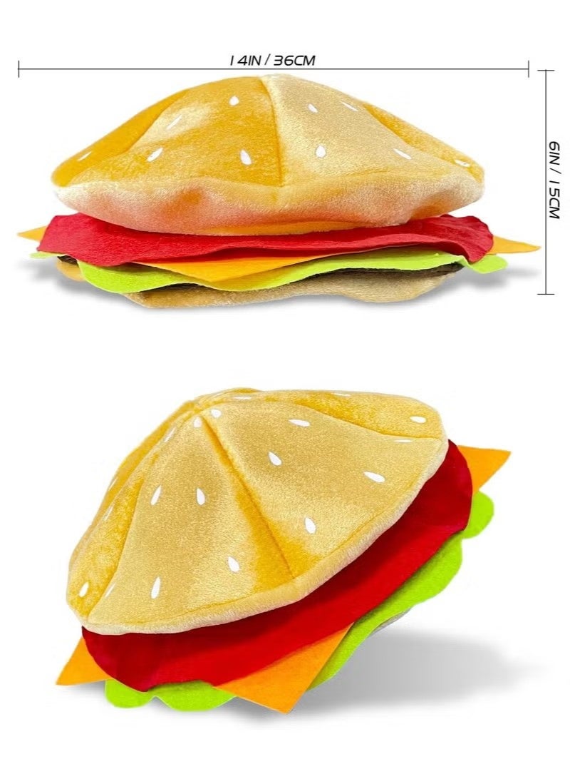 Funny Hamburger Hat, Cheeseburger Headwear Fun Fast Food Party Costume Supplies Halloween Crazy Role Play Hat Dress Up Hats for Adult Teens - Image 3
